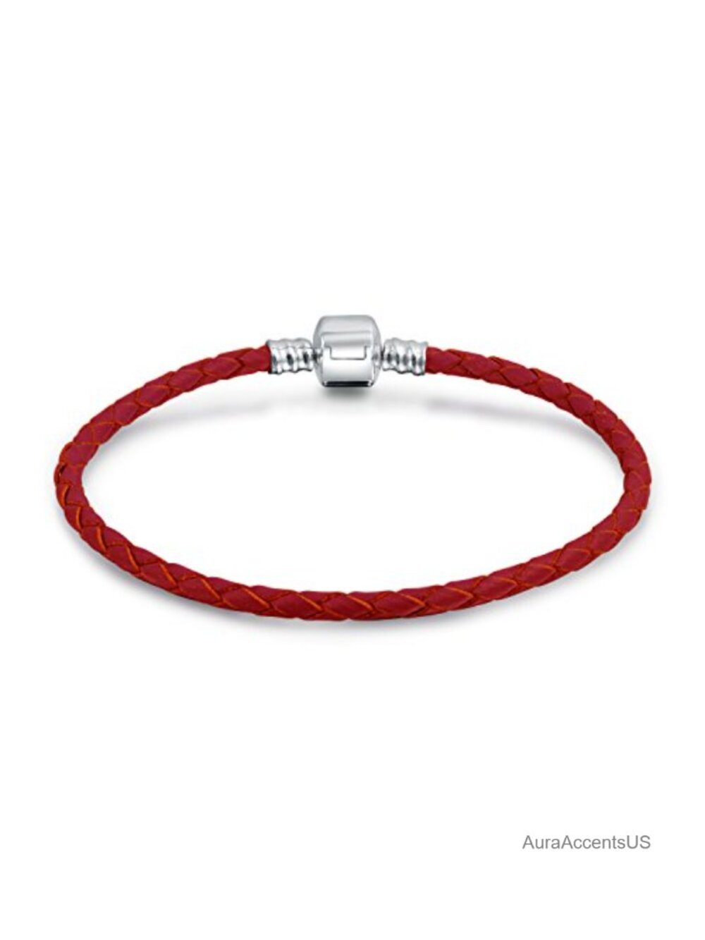 Braided Leather Strand Bracelet .925 Sterling Silver Barrel Clasp